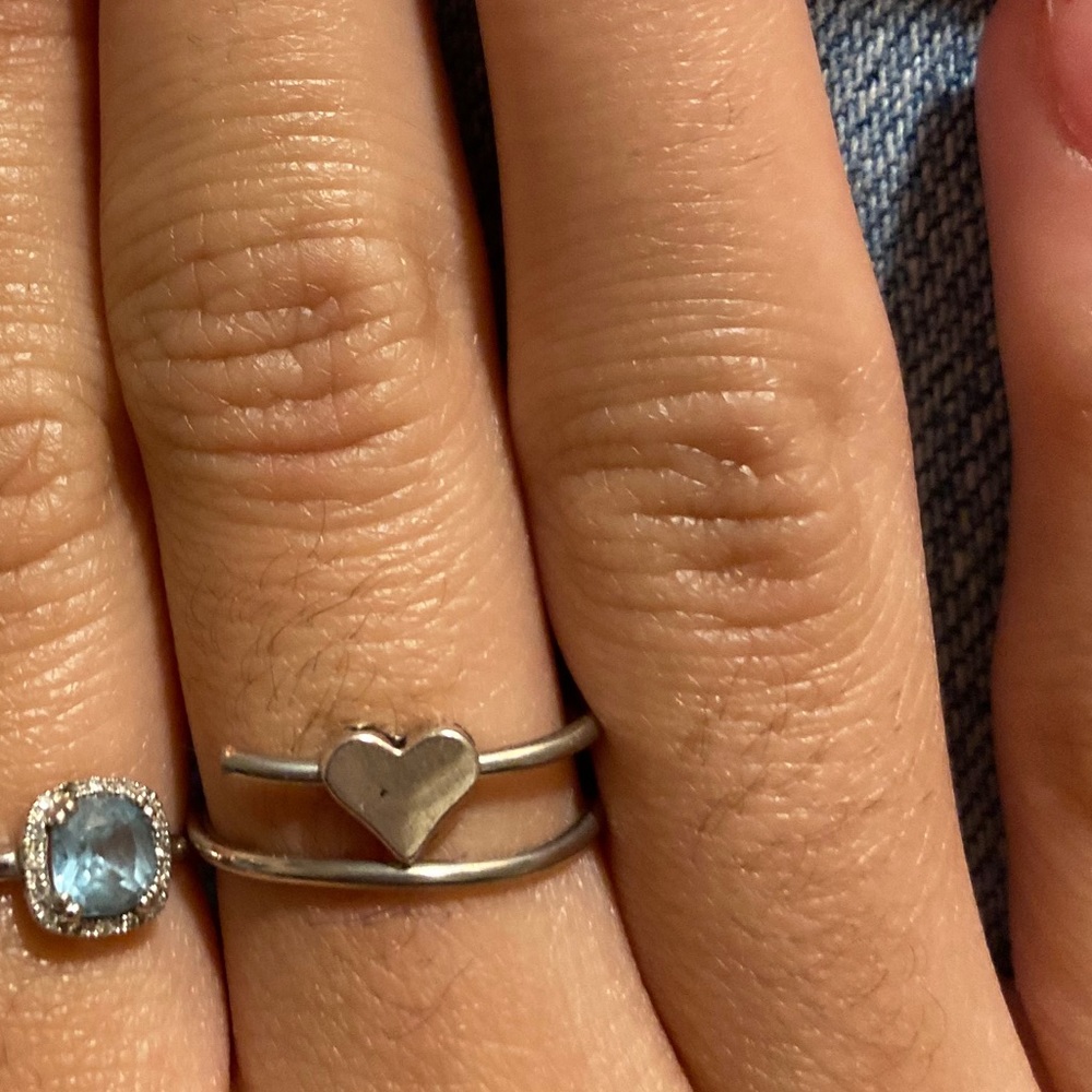 silver heart charm ring